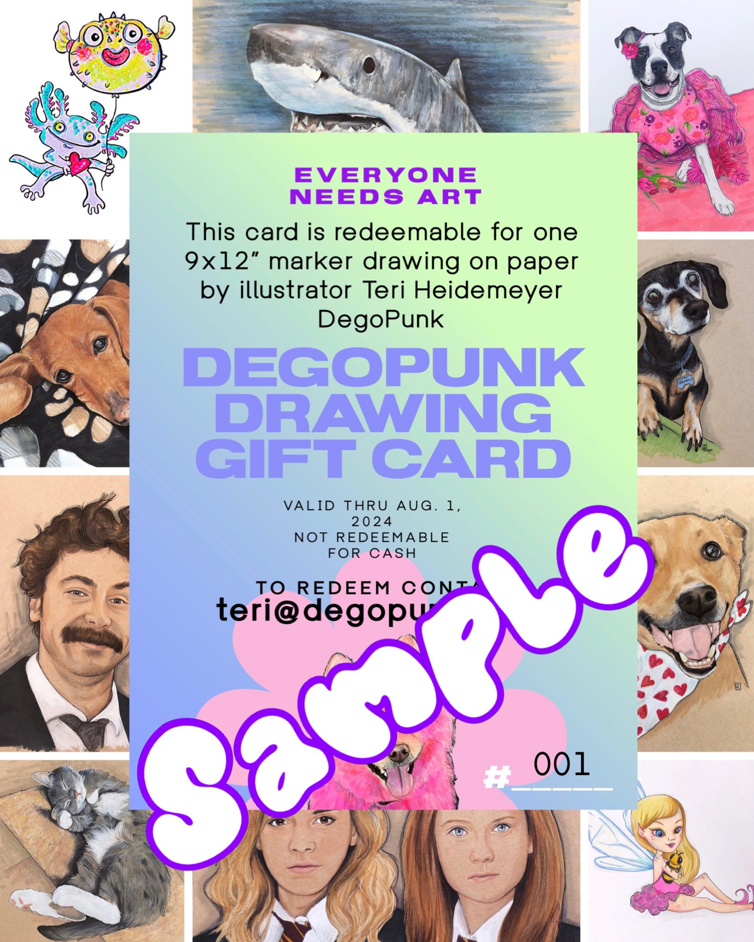 Gift card for drawing