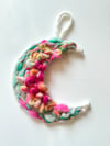Pink & Mint Candy moon. Woven Wall hanging