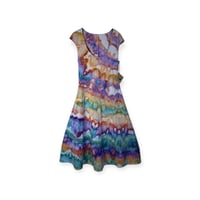 Image 1 of XS Stretch Knit Fit and Flare Midi Dress in Earthy Agate Ice Dye