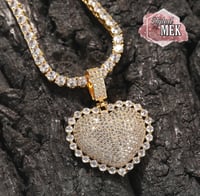 Image 2 of Iced out Heart Pendant Necklace 18K Gold Plated 