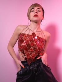 Image 1 of BANDANA top (fire swirl and red mirror)