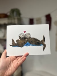 Image 2 of Two Loving Otters (A5)