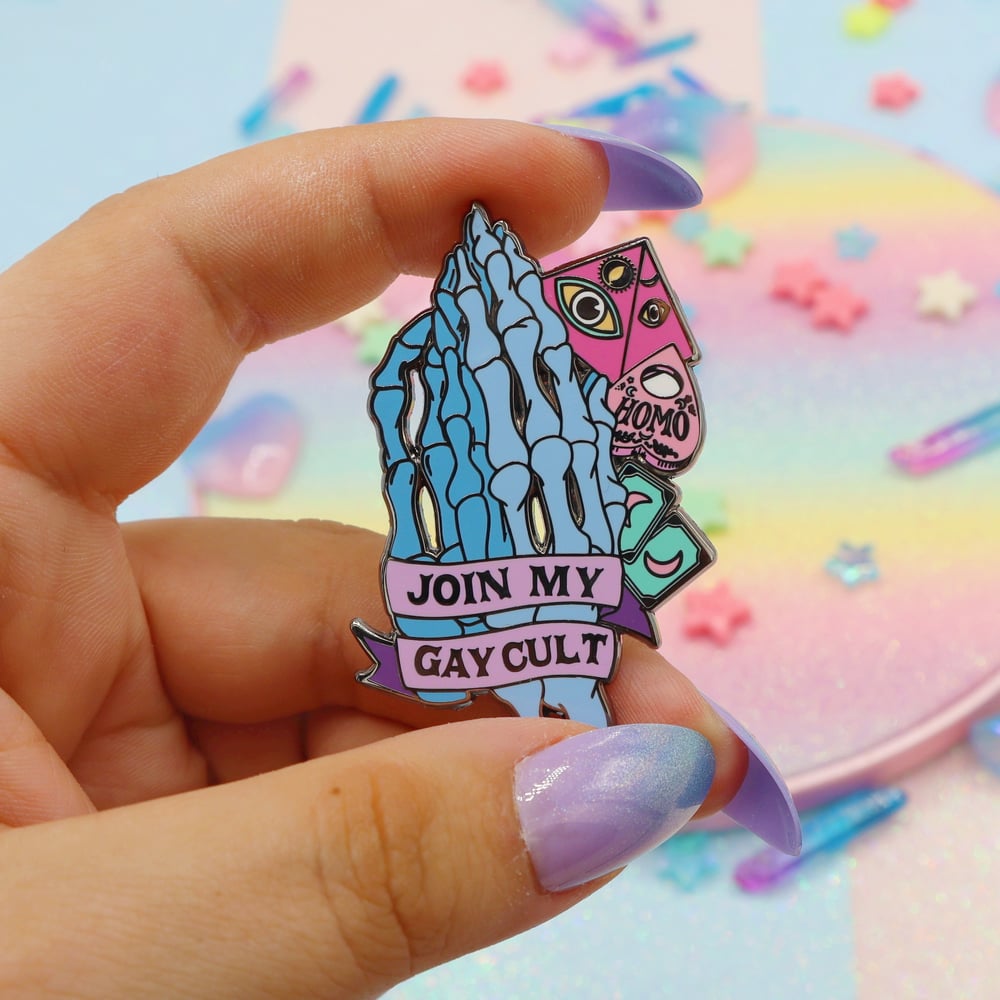 Image of Join My Gay Cult Enamel Pin