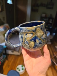 Image 4 of Blue Mug with Blue Vines and Gold Lustre