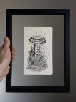 Birch Bolete with Enoki Original Drawing