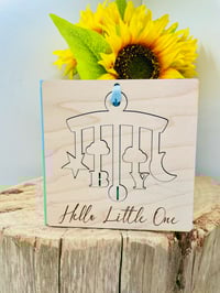 Image 1 of Wooden Baby Boy Card With Hanging Ornament