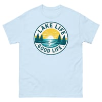 Image 3 of Lake Life Good Life Retro Lake Sunset Boating T-Shirt