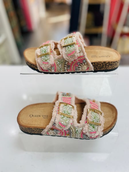 Image of Pink Double Buckle Jewell Sliders