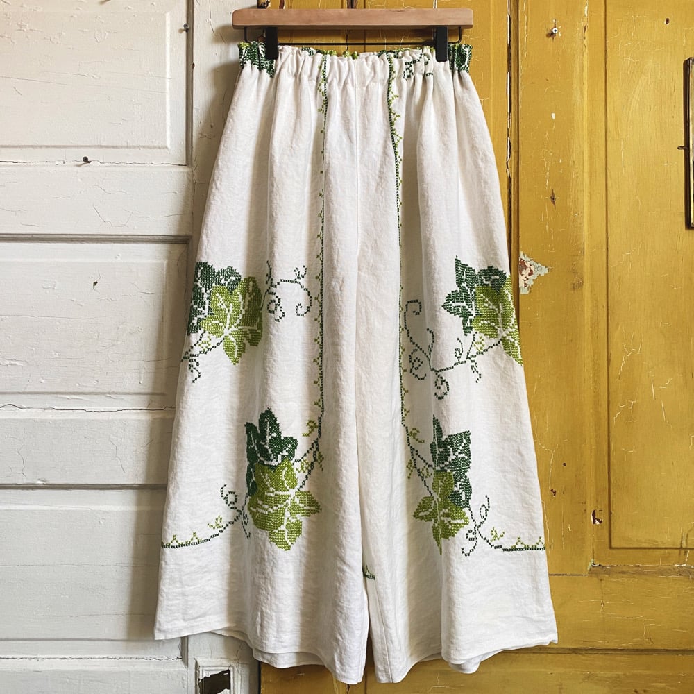 Image of Ivy Linen Cross-stitch Granny Pants