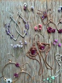 Image 7 of Sterling Woven Lavender Sprig Earrings with Amethyst