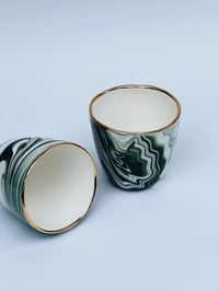 Image 3 of Green marbled tumbler - gold rim 