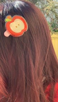 Image 6 of apple glitter epoxy hairclips