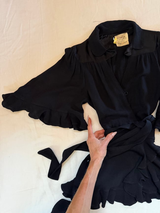 late 1960s Ossie Clark black wrap rock and roll trouser suit pants 