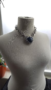 Image 7 of Obsidian and deer tooth heart statement necklace
