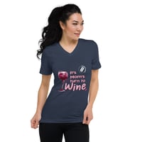 Image 3 of mom's turn to wine Unisex Short Sleeve V-Neck T-Shirt