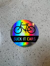 Holographic SUCK IT CARS sticker