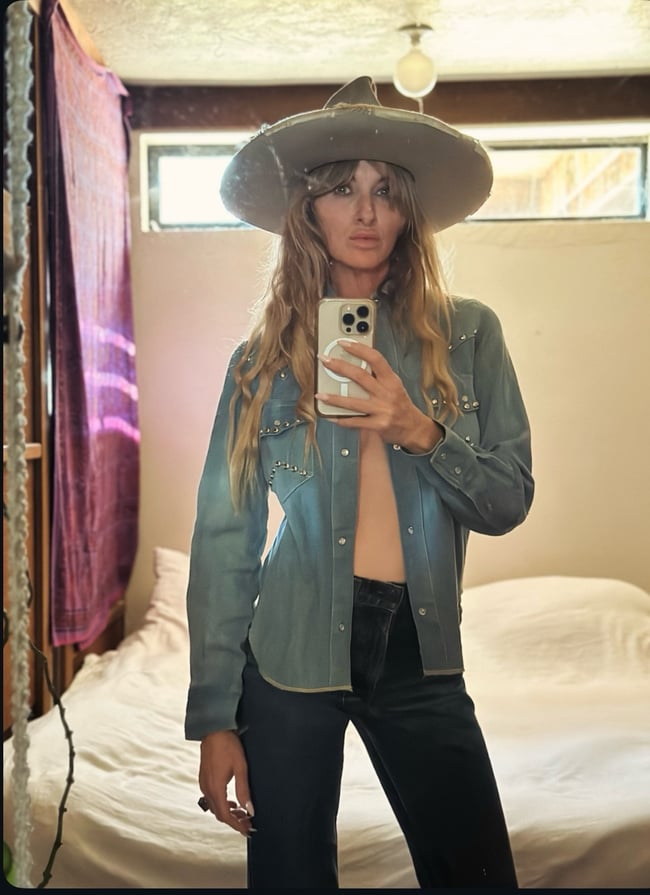 early 70s denim studded rockstar jacket shirt 