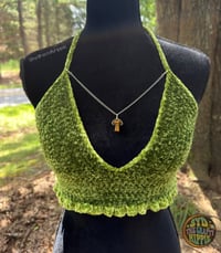 Image 1 of S/M Green Velvet Eclipse Corset Top
