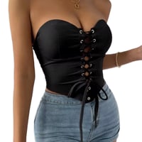 Image 6 of Black Strapless Corset Top for Women
