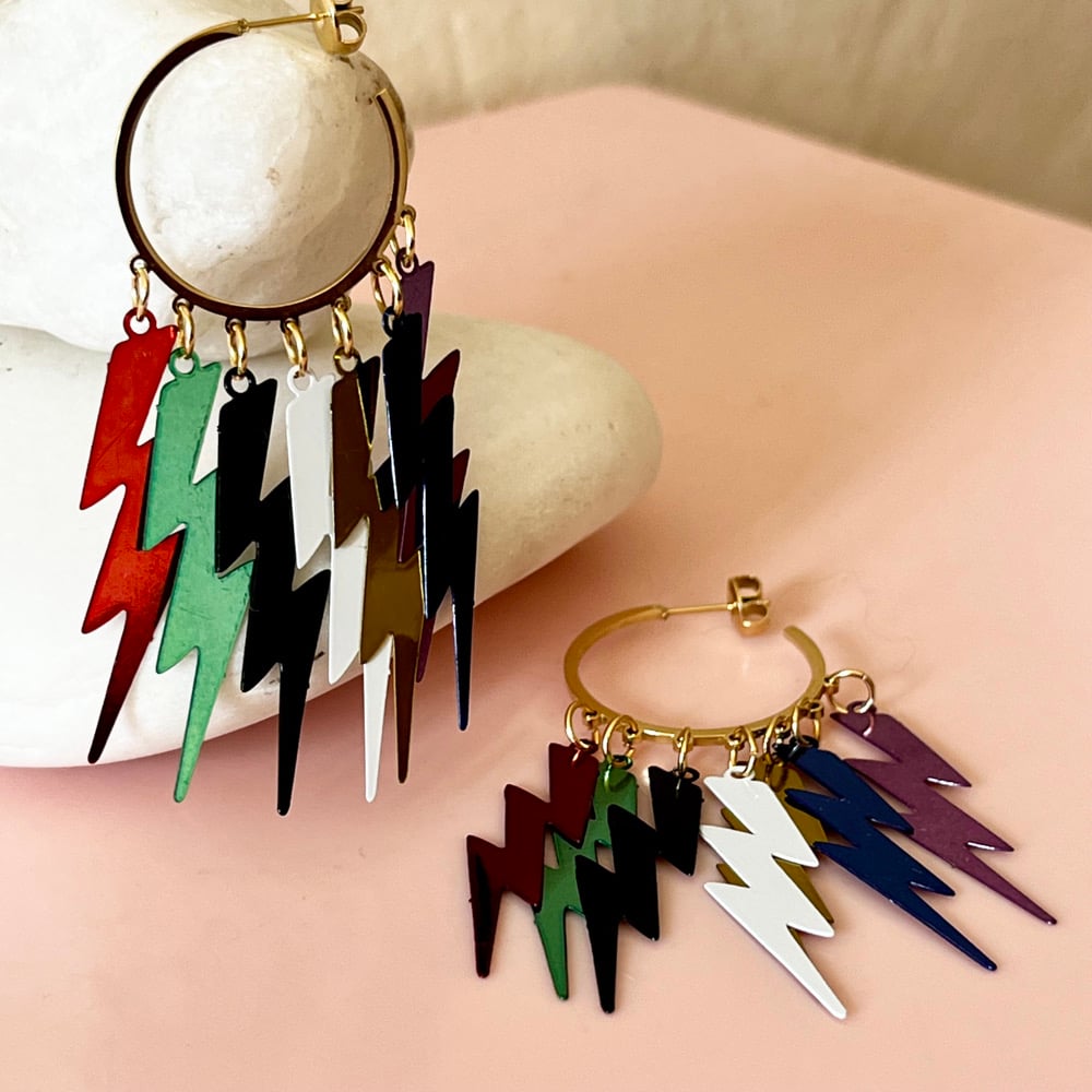 Image of Big Lightning Bolt Half Hoops - One of a Kind