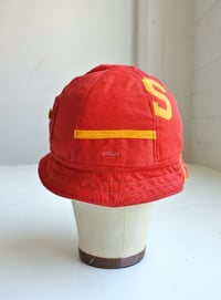 Image 4 of Reworked Reversible 6panel Bucket Hat 1940s Baseball Shirt Medium 23"-23.5"