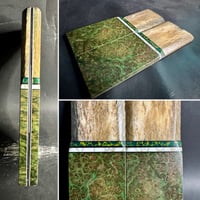 Image 1 of Giraffe Bone & Green Redwood Burl Segmented Knife Scales