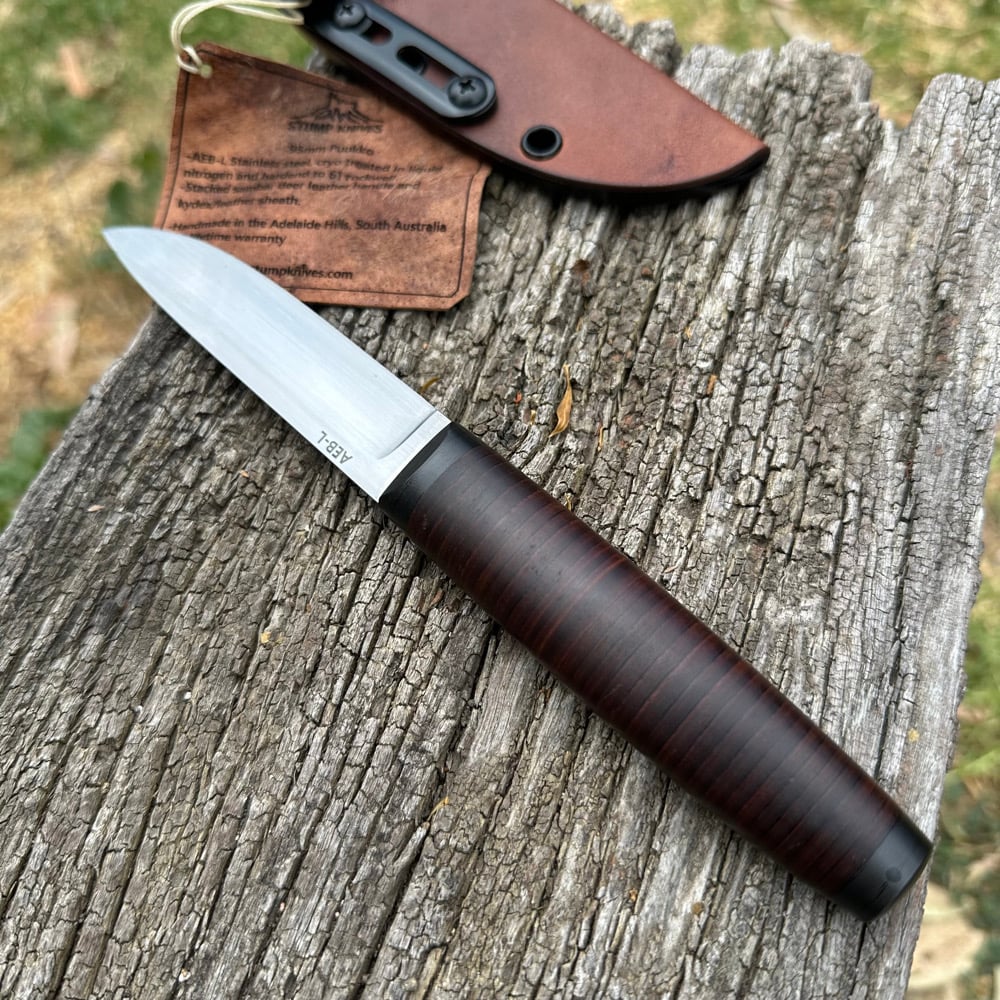 Image of 95mm Puukko AEB-L Stacked Leather 