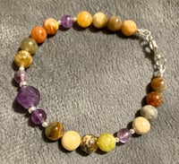Image 3 of Flower Jade and Amethyst with Hematite - Size 7.5