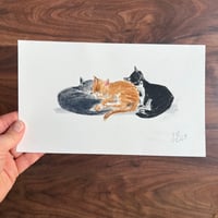 ORIGINAL ARTWORK - Cat Pile - 25x15cm