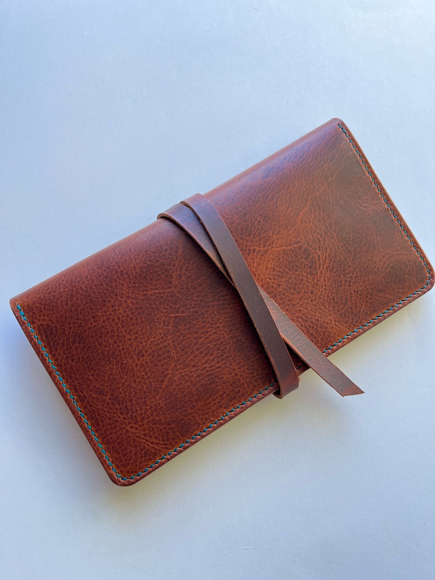 Image of Cognac Waxy Wrap Clutch Wallet 