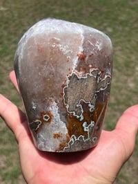 Image 3 of Amethyst Base Cut With Polished Agate #2494