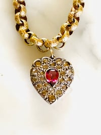 Image 2 of DIAMOND & TOURMALINE HEART PENDANT 