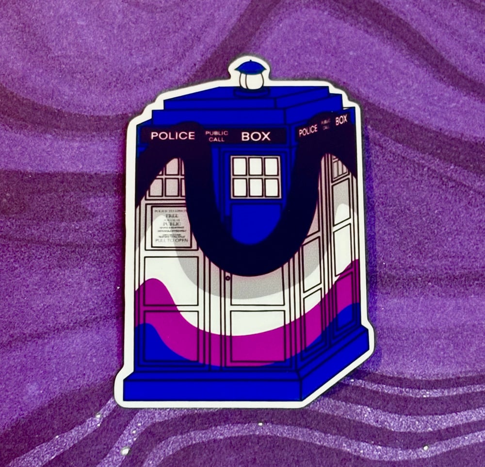 Image of Asexual Pride Tardis Sticker