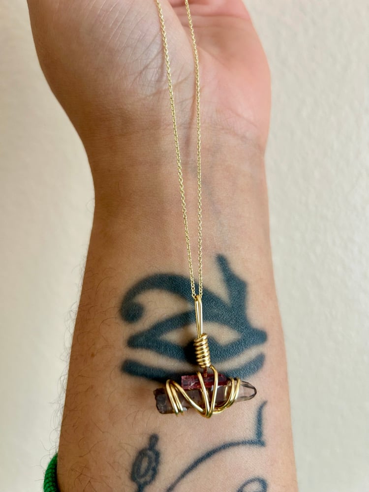 Image of 🩶Smoky Quartz + Pink Tourmaline🩷