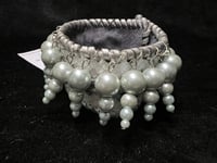 Image 1 of SALE - White Snake & Silver Pearl Bead Cuff