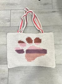 Image 2 of Paw print tapestry tote bag