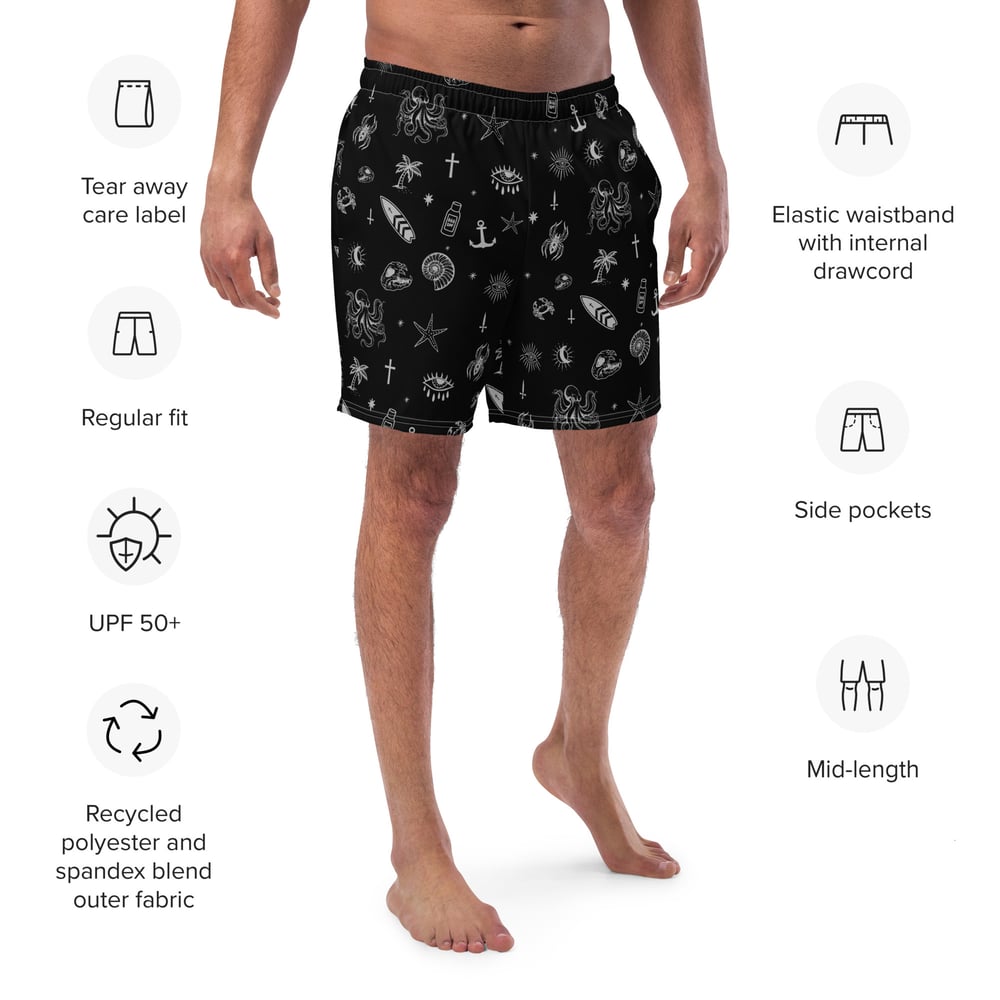 Occult Beach Black Recycled Swim Trunks