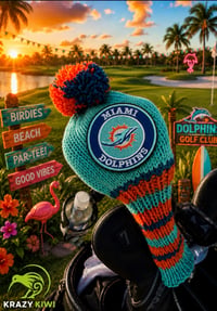 Image 1 of Miami Dolphin GOLF CLUB hand knit Cover NFL Football knitted gift-55e29660