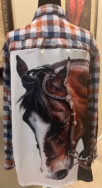 Vintage Brown/Navy/Gray Flannel Shirt Brown Horse