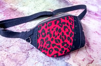 Image 2 of HIP BAG "RED LEOPARD & BLACK DENIM" 