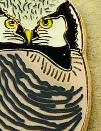 Image 3 of Hawk Owl - August 2021 - Bird Pin Group - Enamel Pin Badge