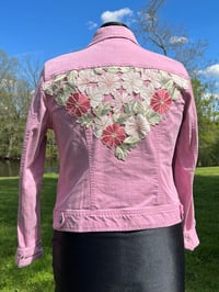 Image 3 of Medium Pink Floral Denim Jacket