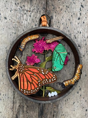 Image of Layered Wood Ornament - Monarch Life Cycle