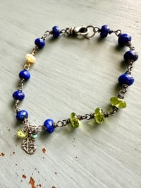 Image 16 of lapis and peridot charm bracelet