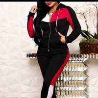 Red Black And White Two Piece Jogging Suit 