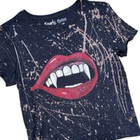 Image 2 of “BLEACHED VAMP LIPS” Custom Bleach Painted Baby Tee XL