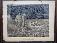 Image 11 of LARGE STATEMENT PIECE "1800's Dante Inferno Gustave Dore" page with preserved spider web - C