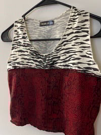 Image 4 of Sleeveless Duo Pattern Crop Top