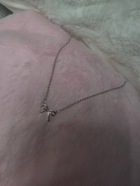 Sterling Silver Mini Bow Necklace 