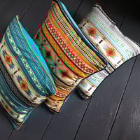 Image 10 of Southwestern diamond print cushion cover in blue green or orange